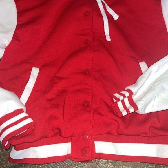 ORANGE KISS.. button-down sweatshirt with hood - warm sz S —————-essentials - Picture 3 of 6